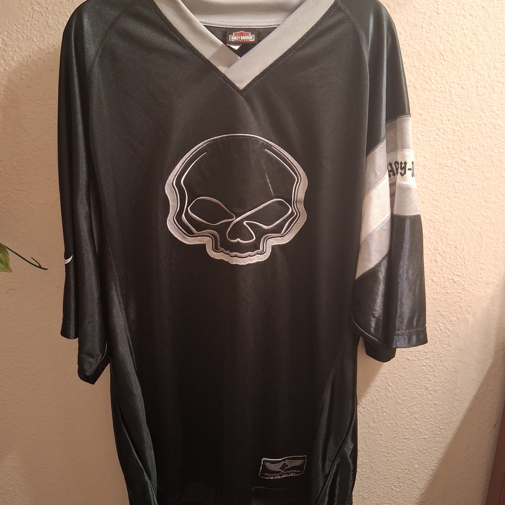 Harley Davidson black Skull Graphic Men's Shirt LOGO SZ XL